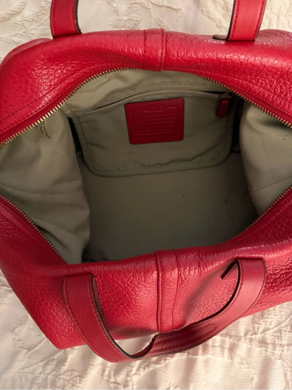 Coach Red Pebbled Leather Satchel